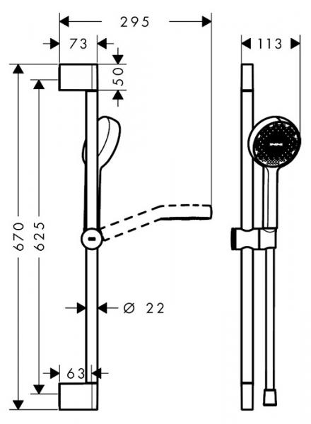hansgrohe Activera S 95 brusesæt 1jet m/EcoSmart 65 cm - Krom