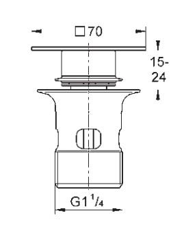 Grohe push-open bundventil til vaske med overløb - Firkantet - Krom