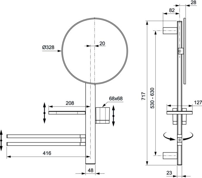 Ideal Standard Alu+ multifunktionelt spejl m/håndklædeholder - Rosé Ideal Standard Alu+ multifunktionelt spejl m/håndklædeholder - Rosé