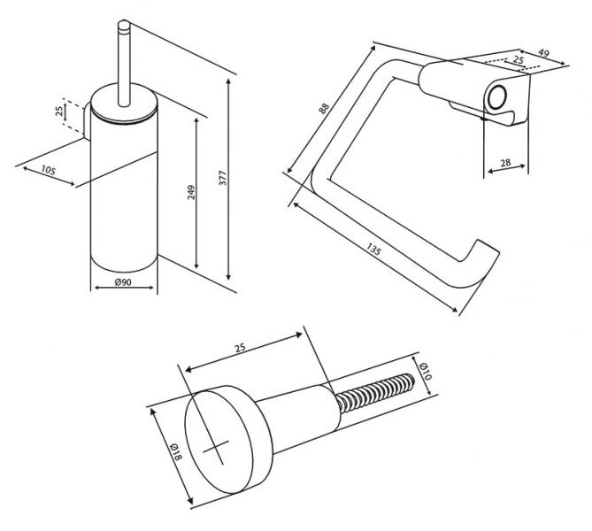Damixa Zen tilbehørspakke til badeværelset - Børstet gunmetal