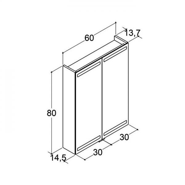 Dansani Level spejlskab 60 m/lys, lysstyring og tr&aelig;bakker - Varm eg