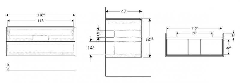 Geberit One 120 vaskeskab m/skuffer - Nøddetræ