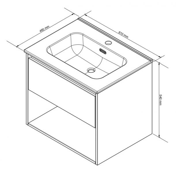 Sanibell Proline møbelsæt 60 m/integrerede greb og åben hylde - Cabana eg Sanibell Proline møbelsæt 60 m/integrerede greb og åben hylde - Cabana eg