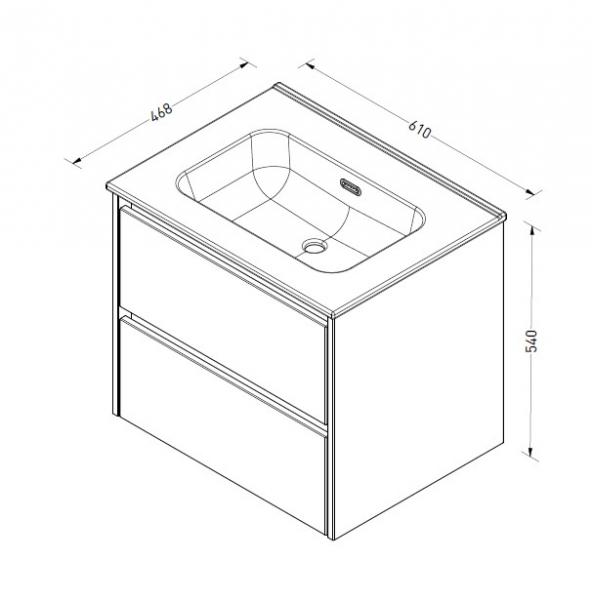 Sanibell Proline 60 møbelsæt m/2 skuffer - Uden hanehul - Sort eg Sanibell Proline 60 møbelsæt m/2 skuffer - Uden hanehul - Sort eg