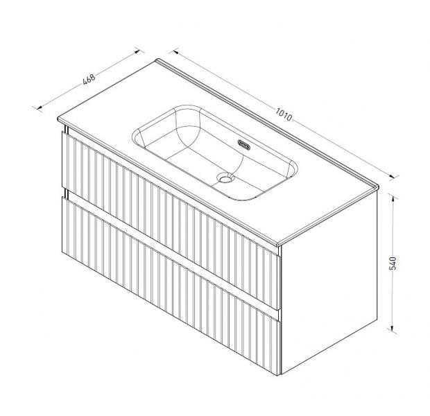 Sanibell Proline 100 møbelsæt m/lameller og 2 skuffer - Uden hanehul - Urban eg