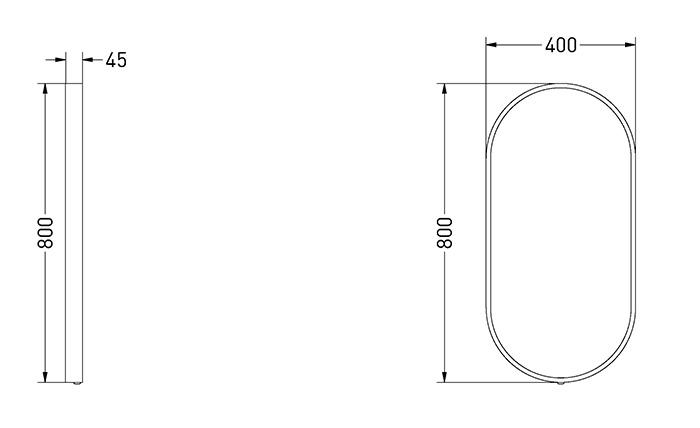 Sanibell Ink SP28 ovalt spejl m/lys, varme og sensor 40 x 80 cm - Børstet metal sort Sanibell Ink SP28 ovalt spejl m/lys, varme og sensor 40 x 80 cm - Børstet metal sort