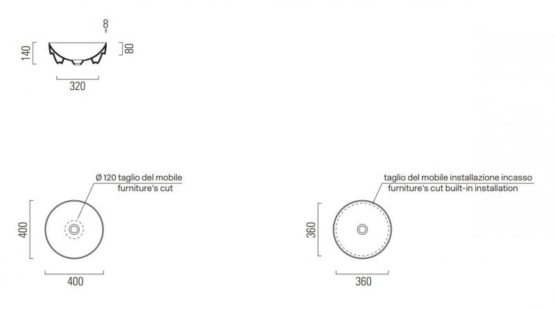 GSI Pura 40 rund fritstående bowlevask - Uden overløb - Tortora