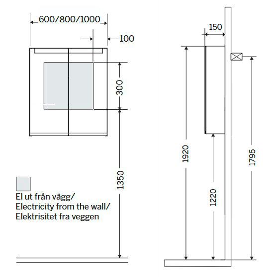 Cassøe 60 spejlskab m/lys og lysstyring - Hvid