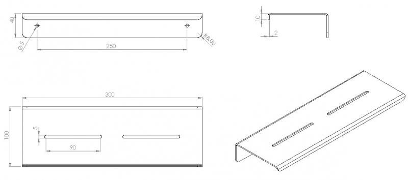 Cassøe A5 brusehylde, vendbar - Mat sort