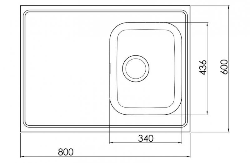 Intra AF08-KV stålbordplade køkkenvask - Vendbar - 80 cm Intra AF08-KV stålbordplade køkkenvask - Vendbar - 80 cm