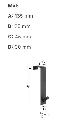 Beslagsboden enkel krog til d&oslash;r - Sort