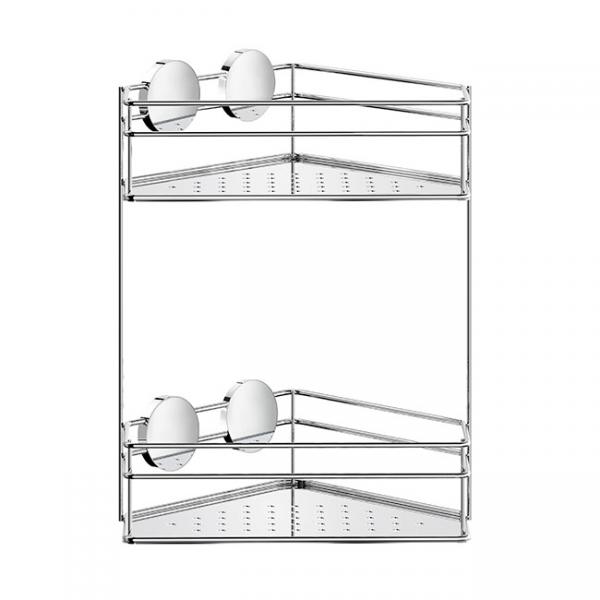 Beslagsboden dobbelt brusekurv til hj&oslash;rne, selvkl&aelig;bende - Krom