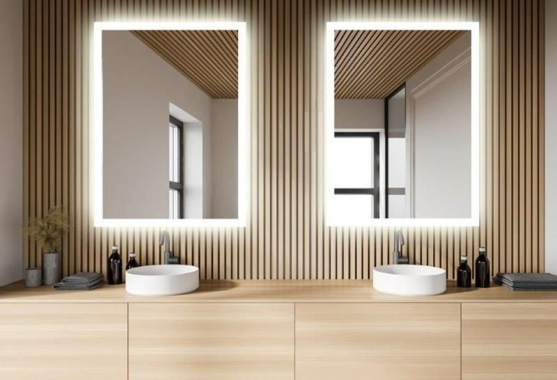 Mie firkantet spejl m/integreret LED lys og backlight - 120 cm Mie firkantet spejl m/integreret LED lys og backlight - 120 cm