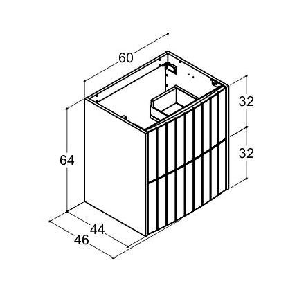 Dansani Luna Vintage 60 vaskeskab m/buet og rillet front - Hvid mat