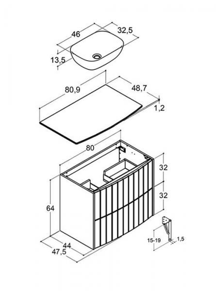 Dansani Luna Vintage 80 møbelsæt m/Stadium vask og riller - Natur eg/valgfri farve