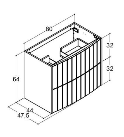 Dansani Luna Vintage 80 vaskeskab m/skuffer, buet front og riller - Valgfri farve Dansani Luna Vintage 80 vaskeskab m/skuffer, buet front og riller - Valgfri farve