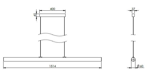 Cassøe Rigatto langbordspendel 151 cm m/riflet glas