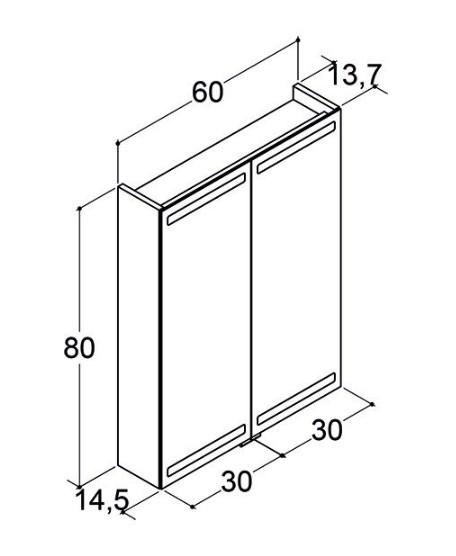 Dansani Level spejlskab 60 m/LED og lysstring - Lys eg Dansani Level spejlskab 60 m/LED og lysstring - Lys eg