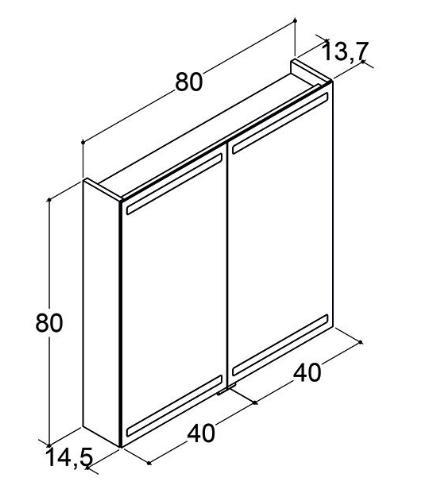 Dansani Level spejlskab 80 m/LED og lysstyring - Lys eg Dansani Level spejlskab 80 m/LED og lysstyring - Lys eg