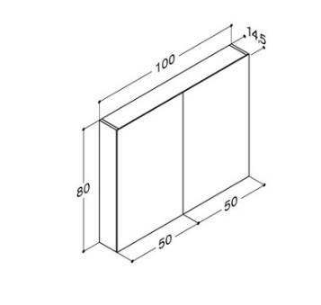 Dansani Style spejlskab 100 m/lysstyring og 2 låger - Hvid mat
