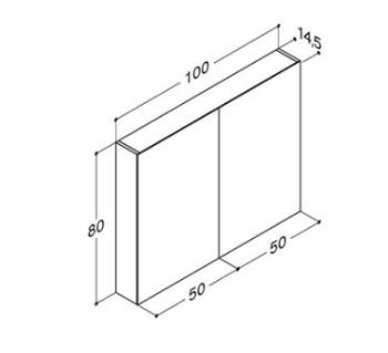 Dansani Style spejlskab 100 m/lysstyring og 2 låger - Hvid mat lak