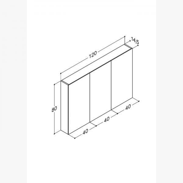 Dansani Style spejlskab 120 m/3 låger og lysstyring - Valgfri farve Dansani Style spejlskab 120 m/3 låger og lysstyring - Valgfri farve