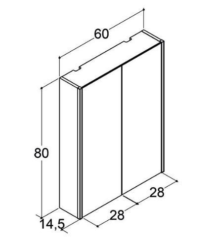 Dansani Ambi spejlskab 60 m/lodret lys og lysstyring - Lys eg Dansani Ambi spejlskab 60 m/lodret lys og lysstyring - Lys eg
