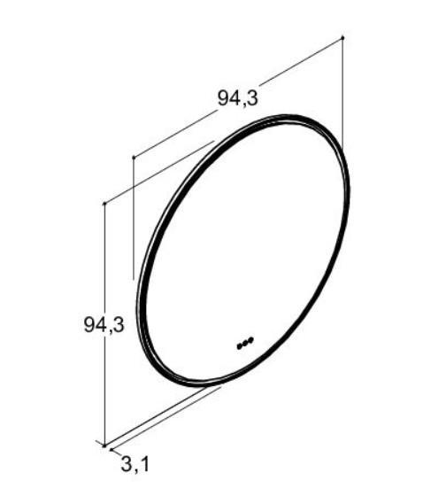 Dansani Hoop rundt spejl m/lys og lysstyring Ø94,3 - Valgfri rammefarve