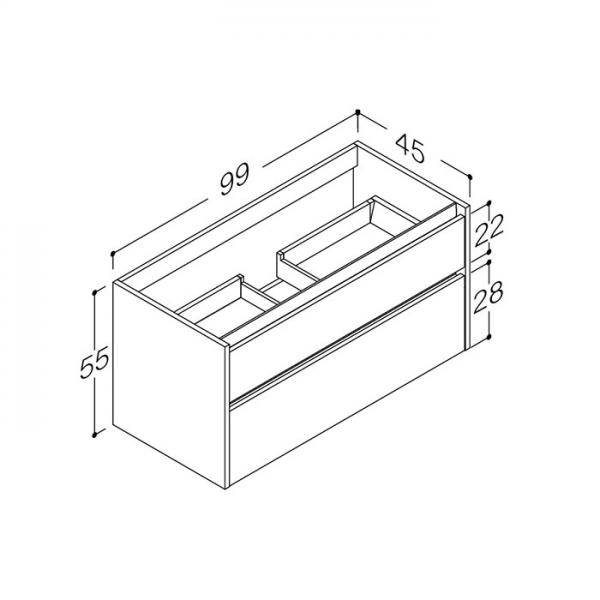Strømberg Lux 100 vaskeskab m/2 skuffer - Dyb blå Strømberg Lux 100 vaskeskab m/2 skuffer - Dyb blå