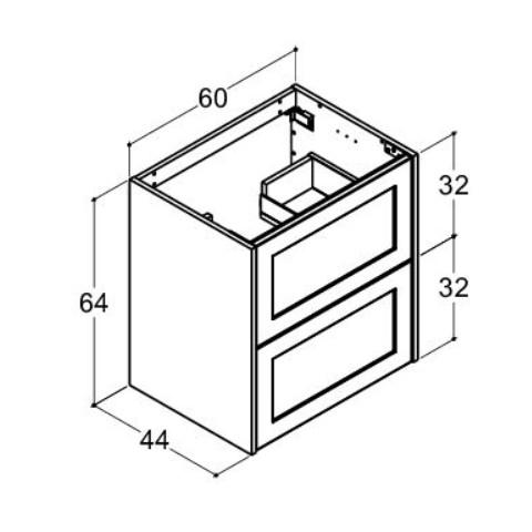 Dansani Luna Classic 60 vaskeskab m/skuffer og rammefront - Valgfri farve