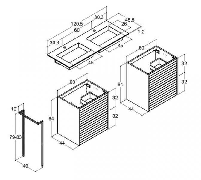 Dansani Luna Classic 120 møbelsæt m/Angular vask og skuffer - Lys eg, lameller Dansani Luna Classic 120 møbelsæt m/Angular vask og skuffer - Lys eg, lameller