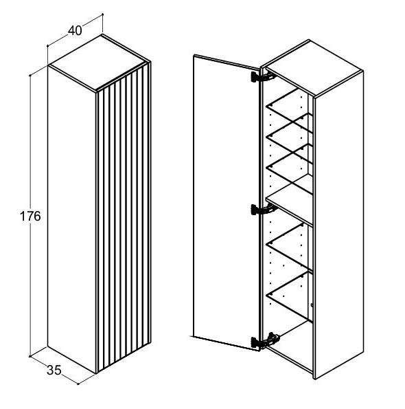 Dansani Luna Classic 40 højskab A m/låge og lameller - Venstrehængslet - Lys eg Dansani Luna Classic 40 højskab A m/låge og lameller - Venstrehængslet - Lys eg