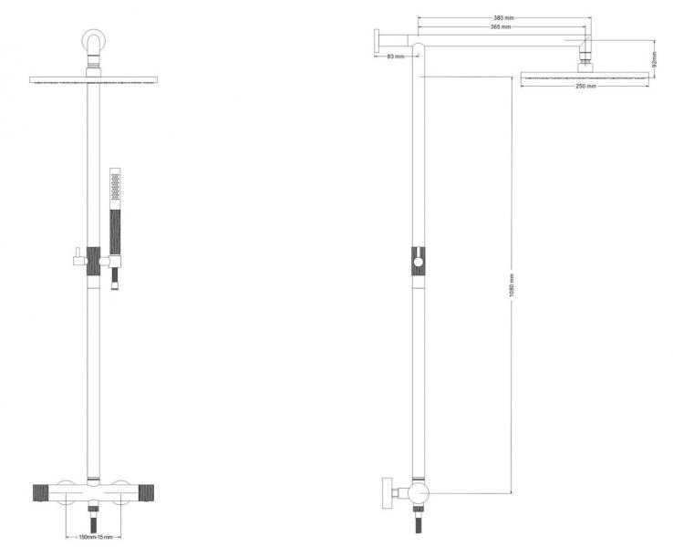 Cassøe Crystal Cut komplet brusesystem - T8 - Børstet stål Cassøe Crystal Cut komplet brusesystem - T8 - Børstet stål