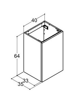 Dansani Luna Urban 40 mini vaskeskab m/låge - Højrehængslet - Hvid mat