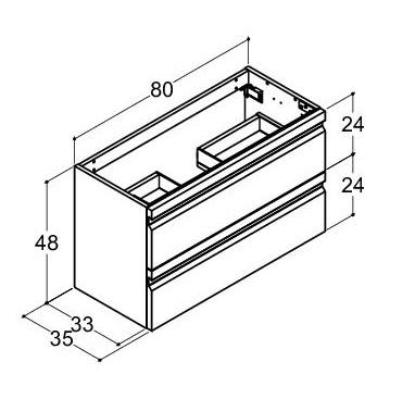 Dansani Luna Urban Mini vaskeskab 80*48 m/skuffer - Hvid mat lak
