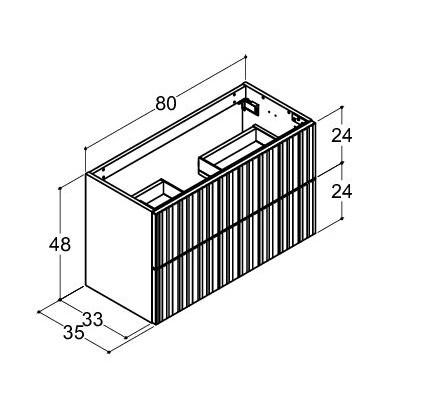 Dansani Luna vaskeskab 80x64 m/skuffer - Hvid mat/riflet Dansani Luna vaskeskab 80x64 m/skuffer - Hvid mat/riflet