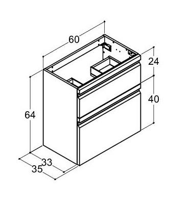 Dansani Luna Mini vaskeskab 60*64 m/skuffer - Hvid mat lak