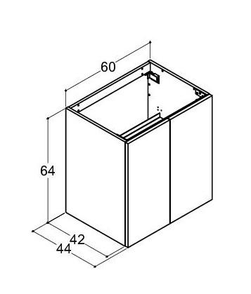 Dansani Luna vaskeskab 60x64 m/låger - Hvid mat