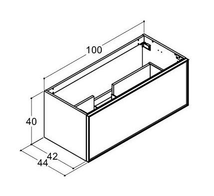 Dansani Luna Mini vaskeskab 100x40 m/skuffer - Hvid mat/sort ramme
