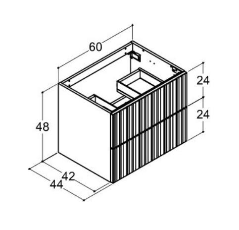 Dansani Luna Urban 80 vaskeskab m/skuffer og riflet front - Vaglfri farve