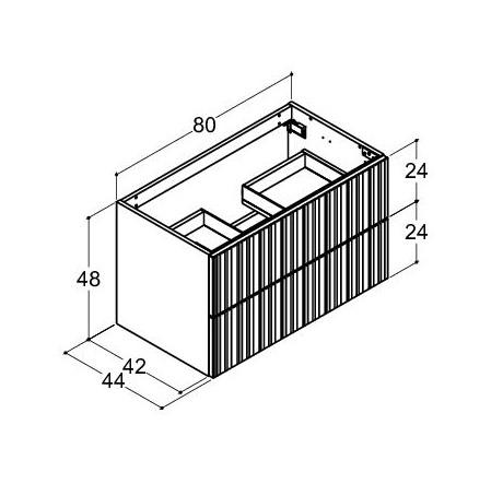 Dansani Luna vaskeskab 80x40 m/skuffer - Hvid mat/riflet
