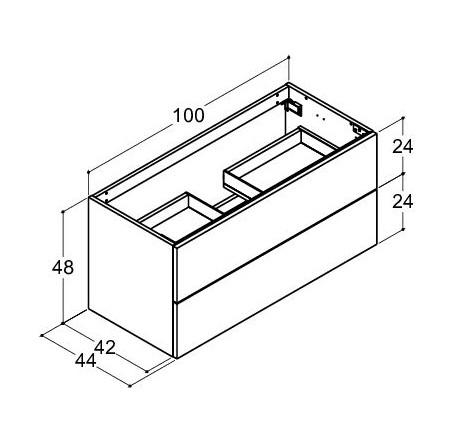 Dansani Luna vaskeskab 100x48 m/skuffer - Grå mat Dansani Luna vaskeskab 100x48 m/skuffer - Grå mat