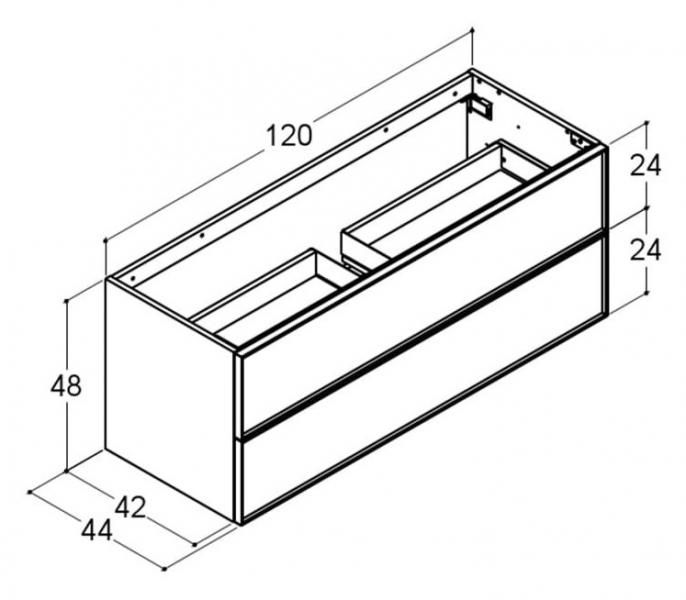 Dansani Luna vaskeskab 120x48 m/skuffer - Hvid mat/sort ramme Dansani Luna vaskeskab 120x48 m/skuffer - Hvid mat/sort ramme