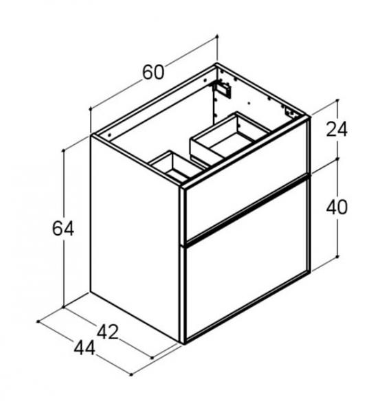 Dansani Luna vaskeskab 60x64 m/skuffer - Valgfri farve/sort ramme Dansani Luna vaskeskab 60x64 m/skuffer - Valgfri farve/sort ramme