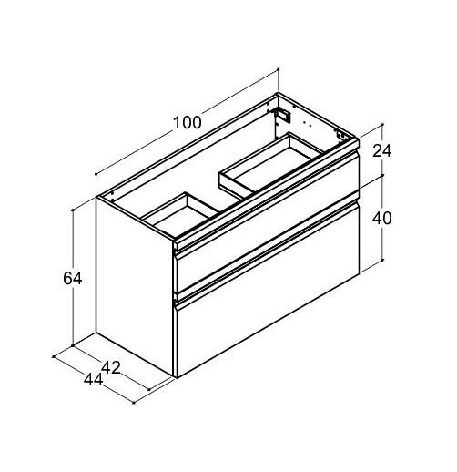 Dansani Luna vaskeskab 100*64 m/skuffer - Hvid mat lak Dansani Luna vaskeskab 100*64 m/skuffer - Hvid mat lak