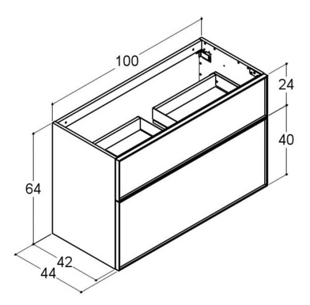 Dansani Luna vaskeskab 100x64 m/skuffer - Hvid mat/sort ramme Dansani Luna vaskeskab 100x64 m/skuffer - Hvid mat/sort ramme