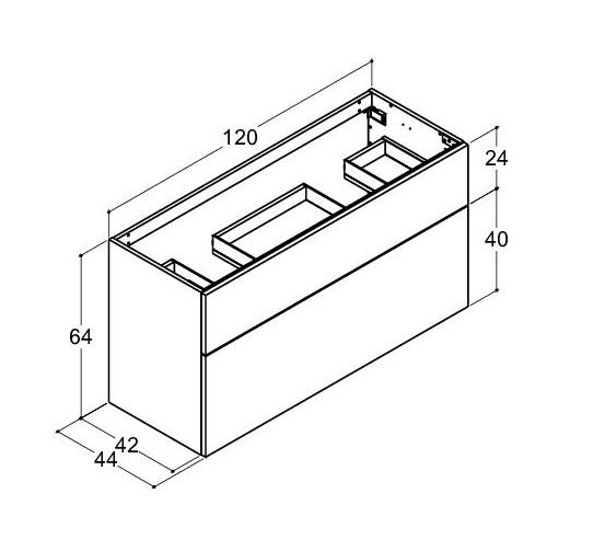 Dansani Luna vaskeskab 120x64 til dobbeltvask - Mat hvid