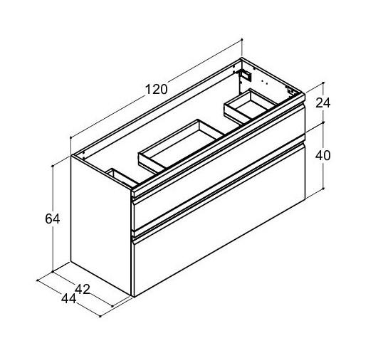 Dansani Luna vaskeskab 120*64 til dobbeltvask - Mat hvid lak Dansani Luna vaskeskab 120*64 til dobbeltvask - Mat hvid lak