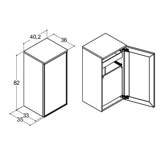 Dansani Luna Urban sideskab m/vasketøjspose - Venstrehængslet - Brun eg/sort ramme