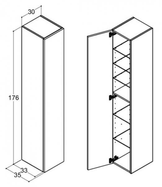 Dansani Luna Urban højskab 30 - Venstrehængslet - Varm eg